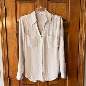 Express Soft Gray Button-Up Shirt